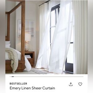 Pottery Barn Emery Linen Sheer
Curtain in White 50x96